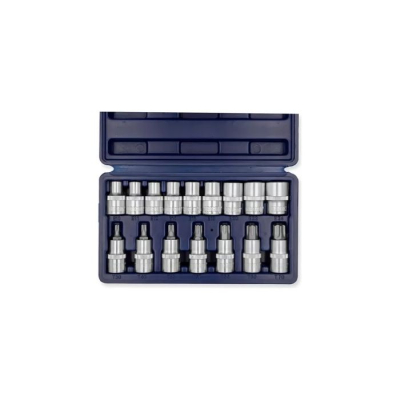 JUEGO DE TUBOS TORX DE 1/2 16 PZAS MACHO Y HEMBRA