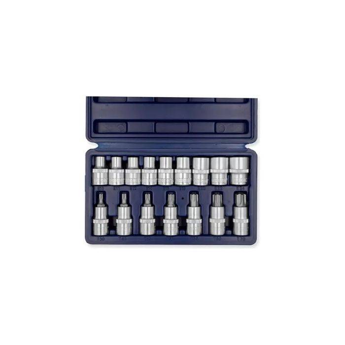 JUEGO DE TUBOS TORX DE 1/2 16 PZAS MACHO Y HEMBRA