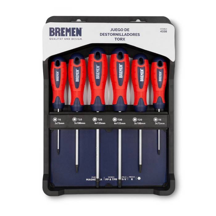 TORX:DEST.CORTO JUEGO x 6Pzs (T10-T40)